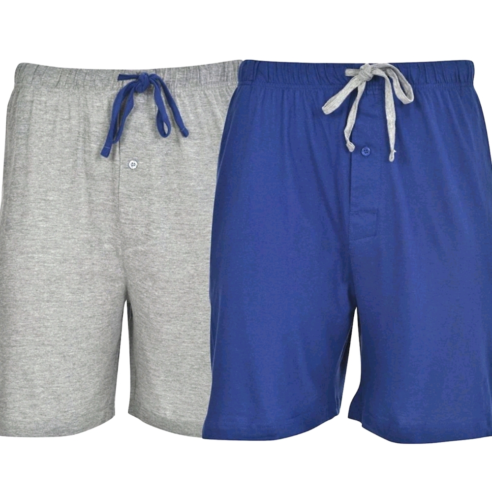 Hanes Big Men's 2-Pack Knit Sleeper Shorts Blue